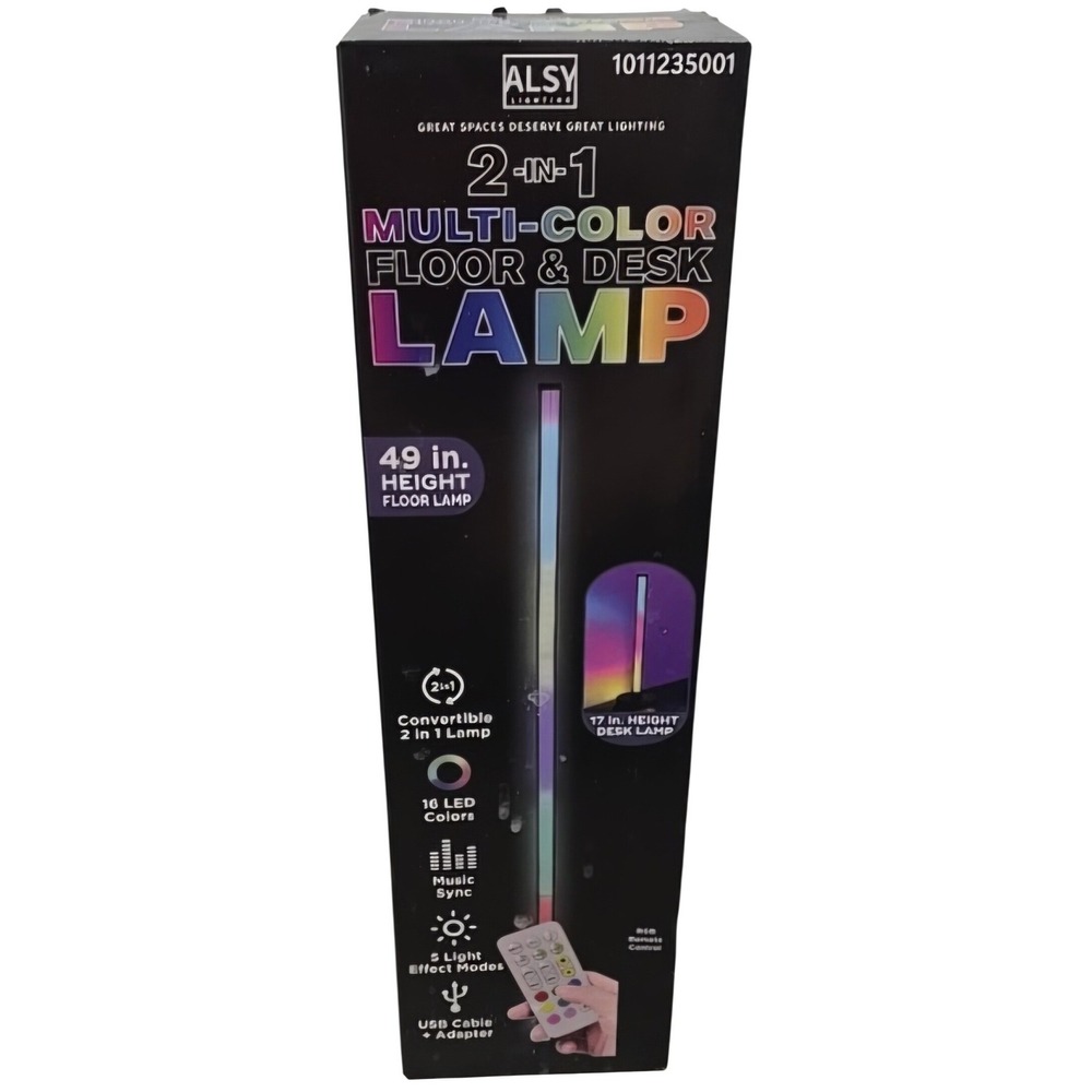 Alsy Lighting 2-in-1 Multi-Color LED Floor & Desk Lamp RGB Music Sync New in Box
